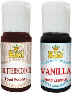 Mr.Kool Food Essence Butterscotch, Vanilla Flavors 20ml Each Combo Pack Of 2 Essence for Cake, Cookies, Ice Cream, Sweets (40ml) Butterscotch Liquid Food Essence
