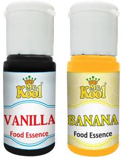 Mr.Kool Food Essence Vanilla, Banana Flavors 20ml Each Combo Pack Of 2 Essence for Cake, Cookies, Ice Cream, Sweets (40ml) Vanilla Liquid Food Essence