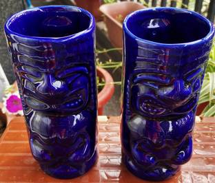 Your Local Shop (Pack of 2) Blue Tikki Ceramic Glasses (Pack of 2) Glass Set Beer Glass