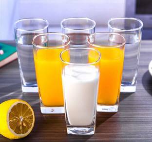 Siriusstar Hub (Pack of 6) Crystal Clear Glass for Juice, Water, Milk, Mocktail, Cocktail, Beer, Wine, Whiskey, Soda - Set of 6 - 400 ML . Glass Set Water/Juice Glass