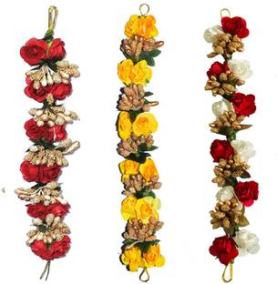 Maahal Artificial Flower Gajra Juda Bun /Accessories Bun For Women, Bun Gajra for Girls and women, Color- Multicolor, Pack-03 Bun