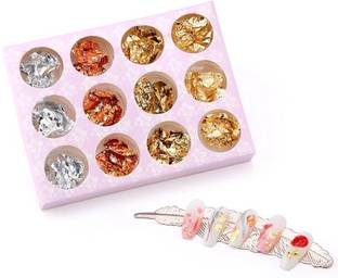 Shills Professional 12 Pot/Set 3D Multicolor Nail Art Glitter Foil Stickers Shiny Nail Sparkles Decals Gold/Silver/Copper/Color Intrigue