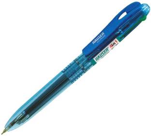 HAUSER 4 in 1 Retractable Ball Pen Box Pack | Durable Transparent Body Ball Pen