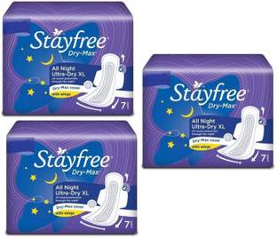 STAYFREE Dry Max Ultra Thin All Night Pads 7 +7+7 Sanitary Pads For Woman Sanitary Pad