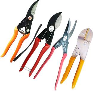ERIN Gardening Tool set combo pack of 4 Pcs ( Flemingo Cutter, Double Cut, Major Cut, German Style Pruner ) Garden Tool Kit