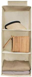 whitekrafts 3 Hanging organizer Shelves Wardrobe Organiser Hanging_Beige_3_shelf