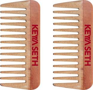 KEYA SETH AROMATHERAPY Neem Wooden Comb Wide Tooth for Hair Growth for Men & Women All Purpose Small Size. (Pack of 2)