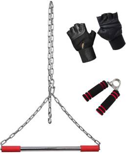 Shubhras Pullup Bar Chain Rod & Hand Gripper with Gloves (6 Feet Chain with From Grip) Pullup Bar Chain Rod Gym & Fitness Kit Fitness Accessory Kit Kit