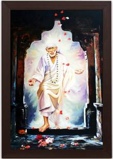 Braj Art Gallery Shirdi Sai Baba Acrylic Photo Frame Digital Reprint 19.5 inch x 13.5 inch Painting