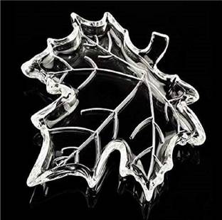 SIOPAWORLD Glass Fruit Plate Leaf Shape Glass Plate Bowl Dish Maple Leaf Shape Serving Tray Large Transparent (pack of 1) Tray