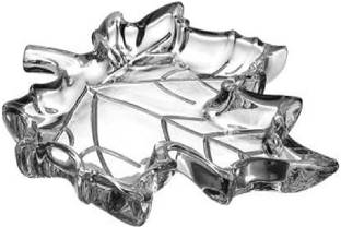 SIOPAWORLD Maple Leaf Shape Crystal Glass Candy Tray Fruit Plate Leaf Shape Glass Plate Bowl Dish Maple Leaf Shape Serving Tray Large Transparent (pack of 1) Tray