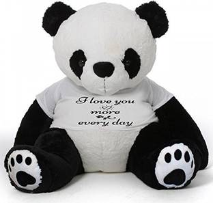 Hug 'n' Feel Soft Toys Big Teddy Panda Wearing "I Love You More Every Day" T-Shirt 4 feet  - 121 cm