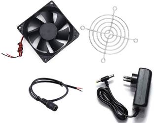 ERHIndia DC 12V Cooling Fan for PC Case,DC 12V DC Cooling Fan,3 Inches CPU Cooler Radiator Fan with Grill and 12v 2 Ampere Adaptor Kit Fan with Heat Sinks Cabinet Cooler