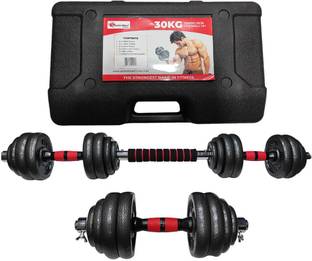 Powermax Fitness 30 kg PDS-30KG Dumbbell Set with Non-Slip Grip for Home Use Adjustable (20 kg) Home Gym Combo