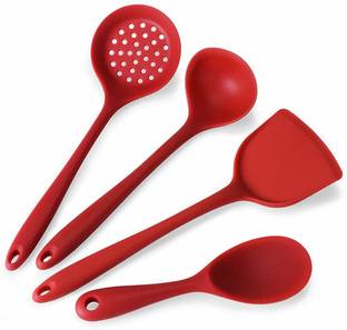 P-PLUS INTERNATIONAL Kitchen Tool-4pcs/Set Silicone Spatula Heat-Resistant Soup Spoons Red Set of 4 Kitchen Tool Set