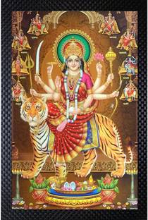 जानकी Durga Maa Wall Paintings Photo Frame डिजिटल रीप्रिंट 20 inch x 14 inch पेंटिंग