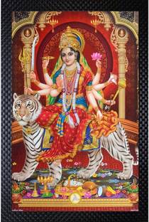 Janki Durga Maa Wall Paintings Photo Frame Digital Reprint 20 inch x 14 inch Painting