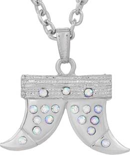 morir Silver Plated CZ Studded Tiger Teeth Charm Neck Chain Pendant Locket Necklace for Men Women Silver Cubic Zirconia Brass Pendant