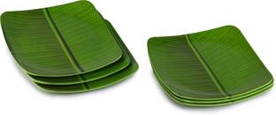 Laserbot Banana Square Leaf South Indian Round Ice Cream Starters Serving Melamine Plate for All Occasions ( 7.5 Inch) Half Plate