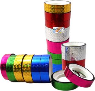 MAJESTIC BASKET Sparkling/ Glitter/ Shimmer Craft Multicolour Tape Roll For School Projects (Manual)