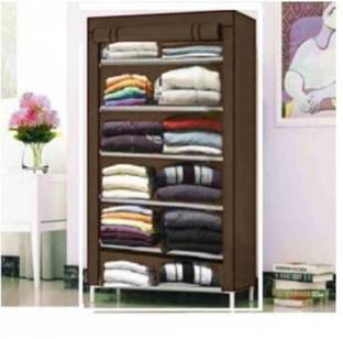 CMerchants 6 Rack Collapsible Waardrobe-brown PP Collapsible Wardrobe