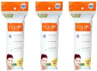 Tulips Cotton Pads 50 in Each (Pack of 3)