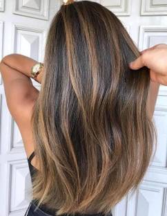 Dazzling Beauty HIGHLIGHTED BLACK GOLDEN STRAIGHT HAIR EXTENSION 24 INC 5 CLIPS Hair Extension