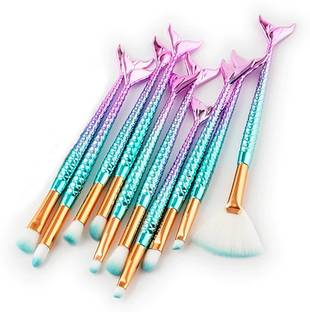 BELLA HARARO 10 Pieces Mermaid Design Colorful Eye Makeup Brush Set
