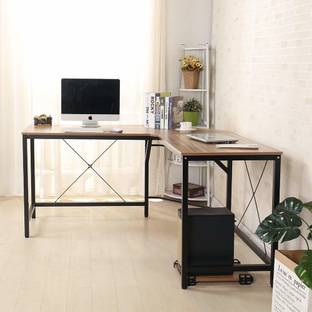 APRODZ Duane 59 x 59 inches Large L-Shaped Desk Computer Desk L Desk Office Desk Workstation Desk, Oak Solid Wood Computer Desk