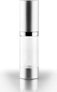 PHARCOS Airless Pump Bottle Refillable Cosmetic Container for Makeup Foundation, Serums, Homemade Beauty Products (Leak Proof-Pack of 1) (Transparent - Matte Silver- 50 Ml)