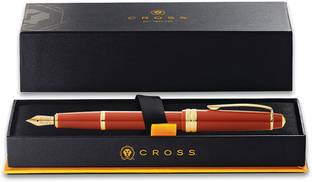 CROSS Bailey Light Amber Resin Fountain Pen Pen with gold plate appts - med nib Fountain Pen
