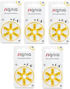 Signia Size 10 Hearing Aid Batteries (5 Packets = 30 batteries) Stethoscope Case