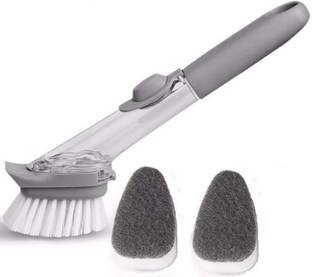 Incrizma Pack of Replaceable Brush Heads Soap Dispensing Dish Brush Refills, 2 in 1 Sponge and Bristle Brush for Dishes Pot pan and Sink scrubbing, Sponge Wet Brush