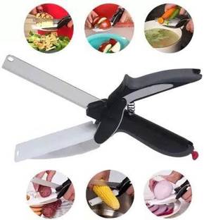 Gantavya 100% Good Collection Clever Cutter 2 in 1 Food Chopper/Tool Slicer Dicer/Vegetable & Fruit Cutter/Kitchen Scissors/Knife/Chopping Vegetable & Fruit Chopper