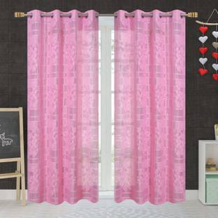 Saanvi Creations 274 cm (9 ft) Long Door Tissue Curtain (Pack Of 2)