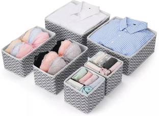 QUICK UNBOX Set of 6 Foldable Drawer Organizer Closet Organizer Clothes Storage Box Drawer Dresser Divider Wardrobe Storage Box for Clothes, Undergarments and Small Accessories Drawer Divider