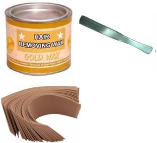 Red Ballons Gold hair removal Wax 500 gms with 40 waxing Strips, Waxing knife Applicator - Waxing combo Kit, Wax