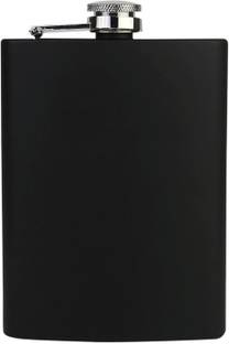 Protos India.Net Hip Flask 250ml 8Oz Black Hip Flask Matte Finish Wine Whiskey Vodka Stainless Steel Hip Flask
