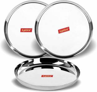 Lyticx Stainless Steel Apple Shape Heavy Gauge Dinner Plates with Mirror Finish 27cm Dinner Plate