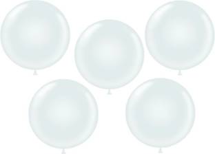 Bash N Splash Solid Large 18" Bobble Transparent Round Balloon (Pack Of 5) Bubble Balloon