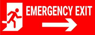 DynamoPrints 2 Pcs Emergency Exit - High Quality Self Adhesive Sticker Sign Board Emergency Sign