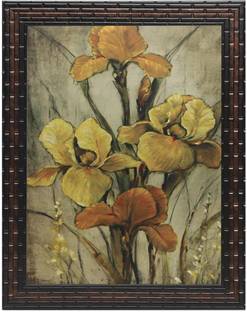 Indianara "BEAUTIFUL COLORFUL FLOWERS" FRAMED PAINTING WITHOUT GLASS (3304 (M) GBN) Digital Reprint 13 inch x 10.6 inch Painting