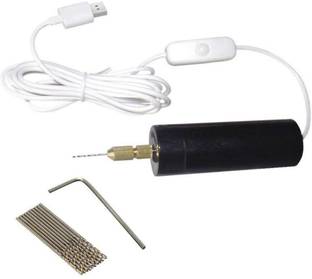DIY Crafts USB Wire on/Off Switch 5V DC Mini Aluminium Electric Motor Hand Drill and 10x Twist Bits fo...