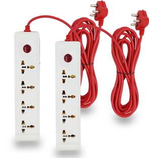 Hillgrove (Pack of 2)5 Meter Long Cable Power Extension Board with 4 Universal Socket and 1 Switch Surge Protector Board for Computer/Home 4  Socket Extension Boards