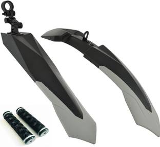 ShreNik Cycle Mudguard For Mountain Bikes with Handle Grip Set Combo Dual Color Clip-on Front & Rear Fender