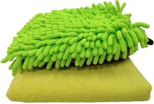 SOFTSPUN Microfiber Chenille & Single-Side Gloves 1700 GSM with Towel Wet and Dry Glove Set