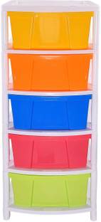 न ह एंटरप्राइज Plastic Free Standing Chest of 5 Drawers/Extra Large Multi-Purpose Modular Drawer Storage Organizer for Home, Office, Hospital, Parlour and School Foldable Storage Box (Finish Color - MULTICOLOR) प्लास्टिक रसोई रैक