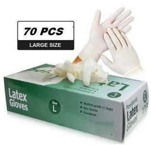 DM India - Dentist Choice Latex Non sterile Examination Medical Grade Disposable Hand Gloves (With Dispenser Box) (White ,Large) Latex Surgical Gloves