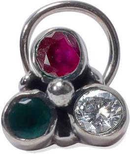 jsaj Onyx Sterling Silver Plated Sterling Silver Nose Stud
