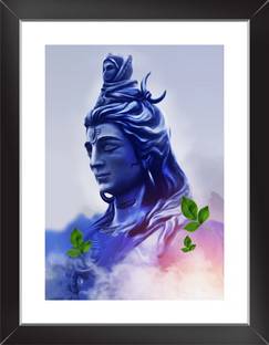 Lord Shiva Wall Poster With Framed For Home And office Décor Print on Special I-Very Paper (Size 13.5 Inch X 10.5 Inch, Framed) Multicolor Paper Print